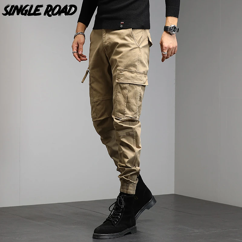 casual trousers for men Single Road Mens Cargo Pants Men Techwear Tactical Military Joggers Male Trousers Streetwear Casual Khaki Pants Men Plus Size men's casual pants not jeans