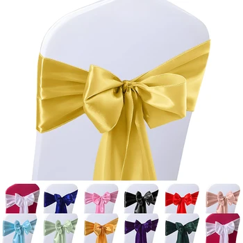 Ceintures de chaise en Satin élégantes, 10 pièces, rubans de chaise de qualité supérieure, nœuds, chaises à nouer, décoration pour fête de Banquet de mariage 1