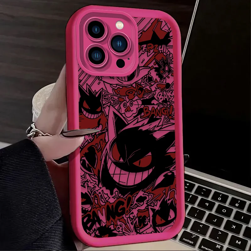Fashion P-Pokemon Gengar Case For iPhone 11 17 Air 16 16E 15 14 13 12 Pro Max X XS X S Max XR SE 2020 SE4 7 8 Silicone Cover — view 5