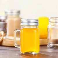 35ml Portable Mini Mason Jar with Handle Leakproof Glass Water Bottle for Milk Cold Brew Coffee Crystal Wine Whisky Glass 1