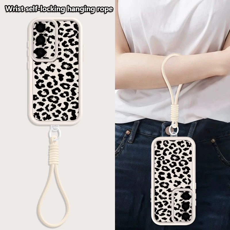 Leopard Print Pattern Lanyard Phone Case with Soft Strap