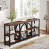 Extra Long Console Table, 70.9 inch Narrow Sofa Tables with 3 Tier Wood Storage Shelves Industrial Metal Frame for Entryway 4