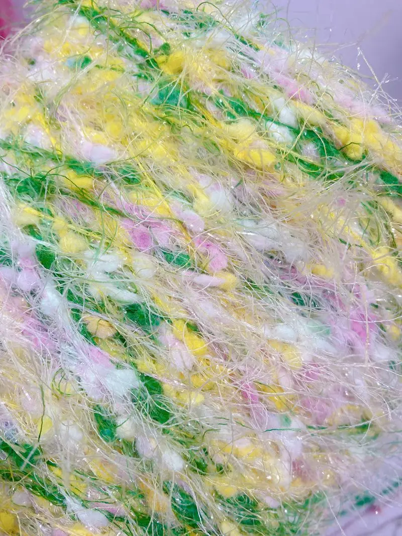 Description Picture 2 of item250g Mixed Color Yarn Wool thread Feather Bean Wiring Shiny Decorative Wool Scarf Shawl Coat Bag Wool Crochet Knitting Wool Yarn