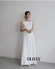 OLOEY Simple A Line Wedding Receipt Dresses Backless Scoop Neck Soft Satin Ankle Bridal Gowns Customized Formal Party Dress 3