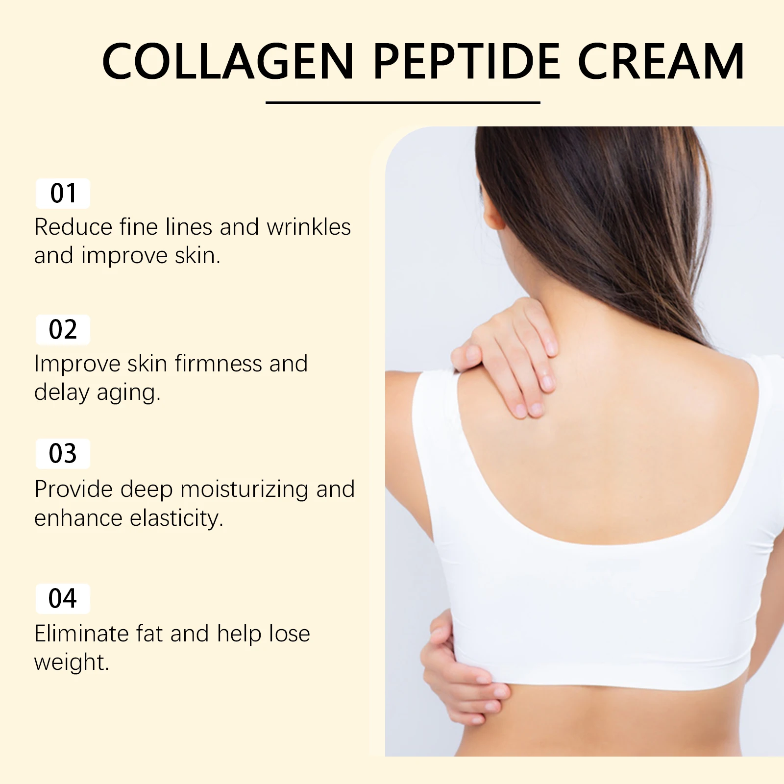 Crema peptidica al collagene Rassodante Schiarente Cura della pelle Elastico Levigante Idratante Controllo del petrolio Crema corpo idratante rinfrescante 2