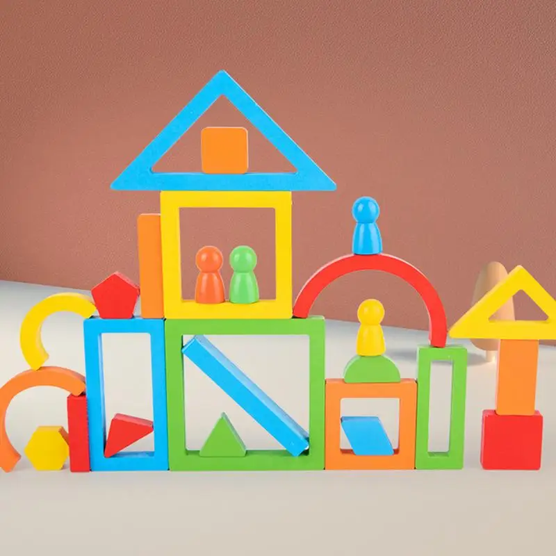 

Деревянные радужные строительные блоки, головоломка «сделай сам», образовательные блоки, форма и цвет, Когнитивная игра для раннего развития, игрушка, подарок для детей