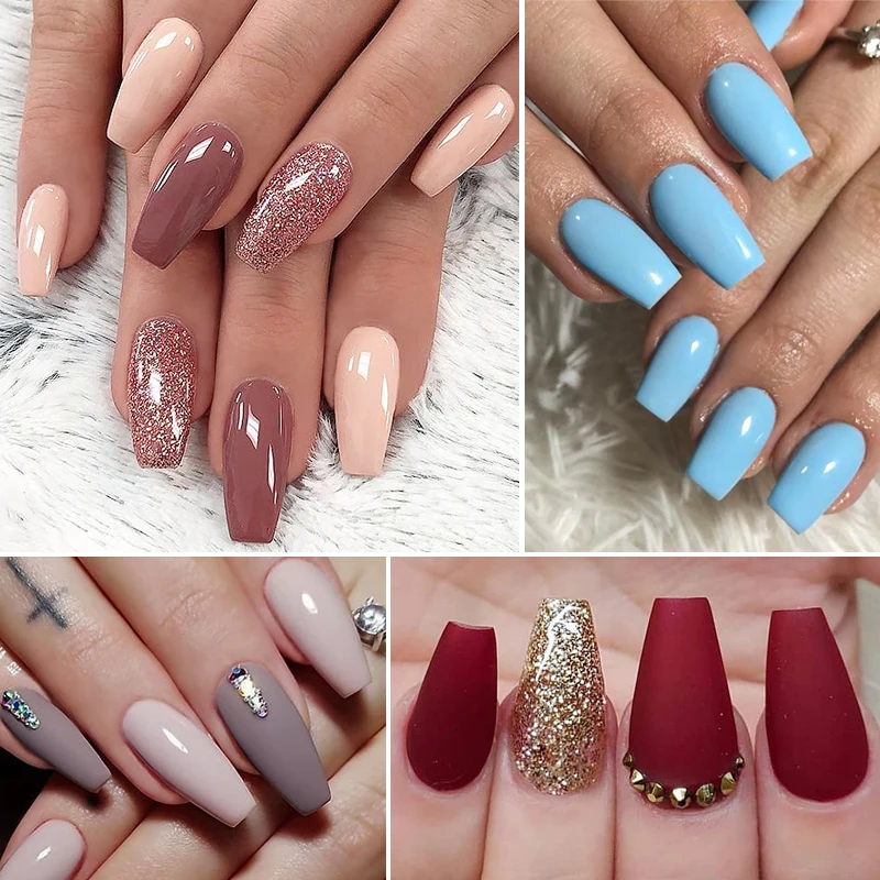 Transparent Coffin Ballet Fake Nails Tips Full Coverage Nail Tips Decorations 100/240/500 Pcs Boxed fake nails nail tips false nails false nail tips