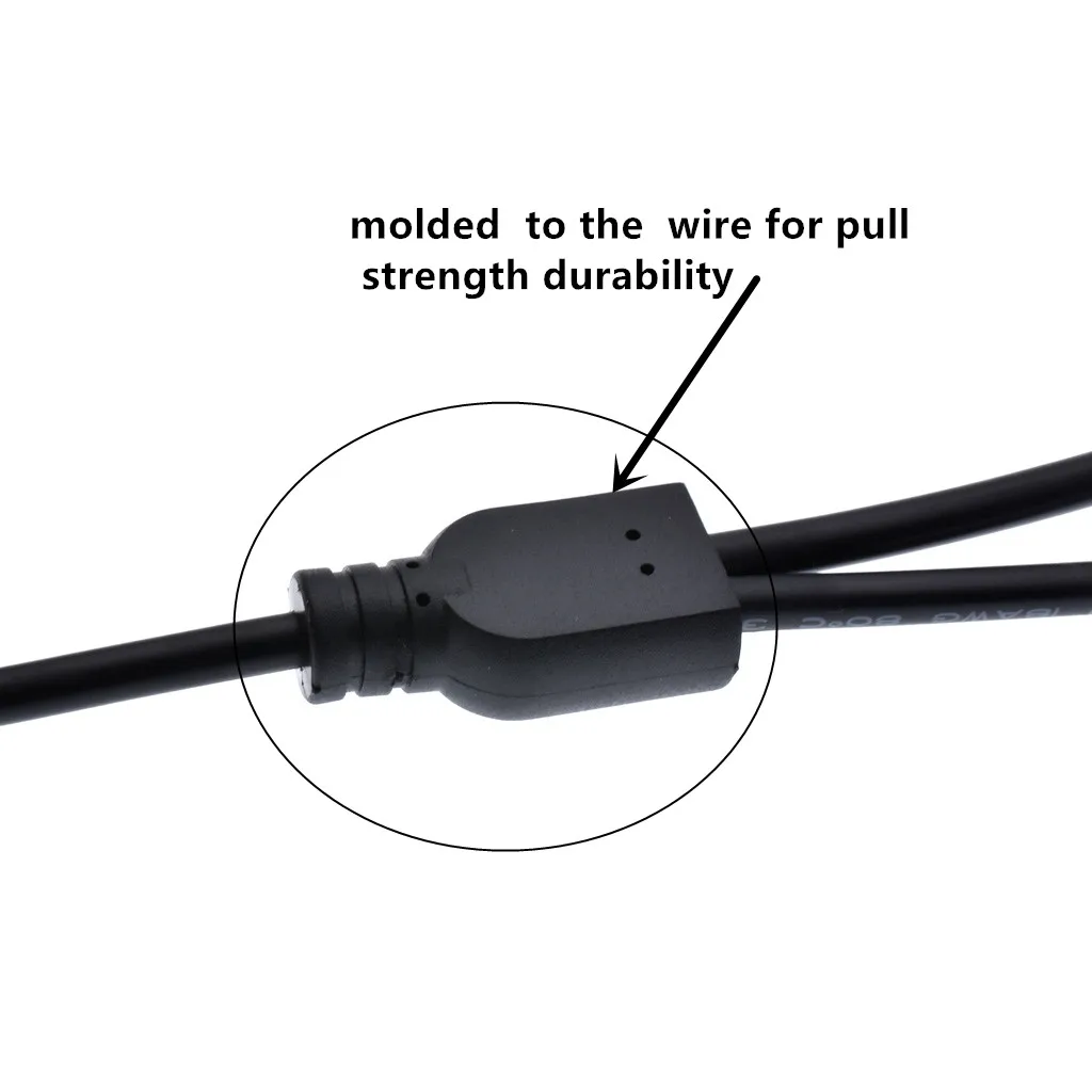 DC Power Splitter Cable 1 Male to Dual Female 5.5mm x 2.1mm 18AWG 32cm For CCTV Security Cameras DVR