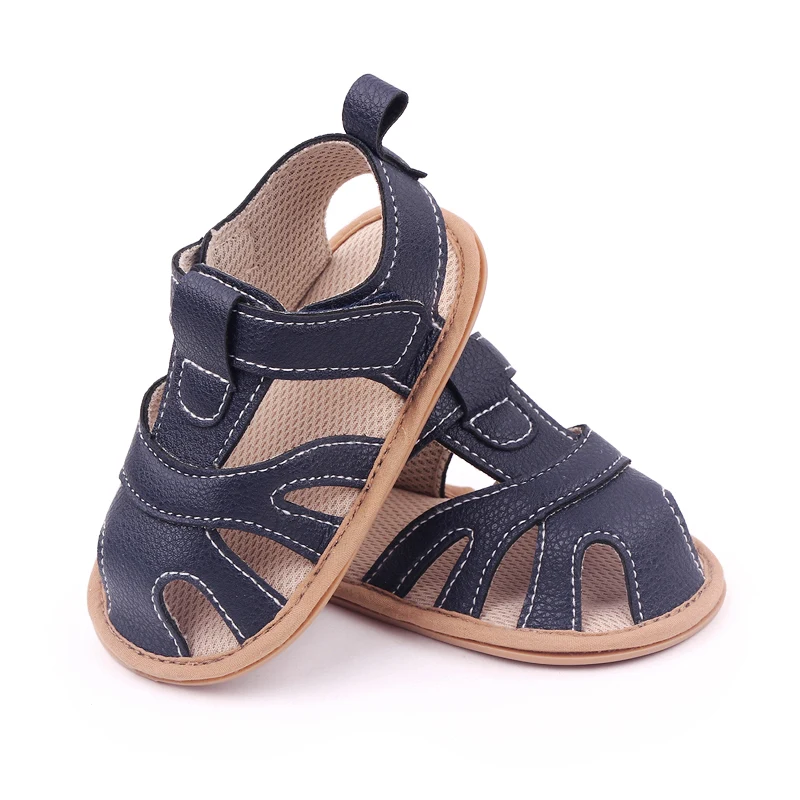 Baby Summer Sandal High Quality TPR Sole Anti-slip Toddler Beach Shoes PU Waterproof for Newborn Boys and Girls 0-9-18 Months 4