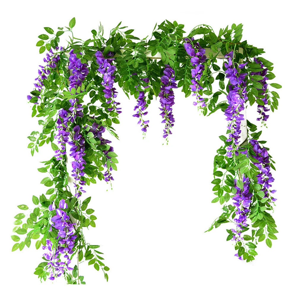 18mWisteriaArtificialFlowerVinePhotographyPropsDecorationHomePartyWeddingDecoration