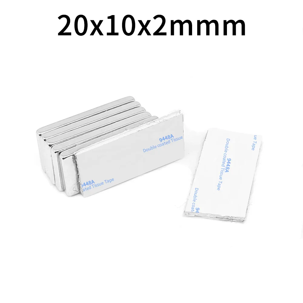 5/10/20/50/100/150PCS 20x10x2 Block Search Magnet With 3M Double-Sided Adhesive Tape 20*10*2 Strong Neodymium Magnets 20x10x2mm