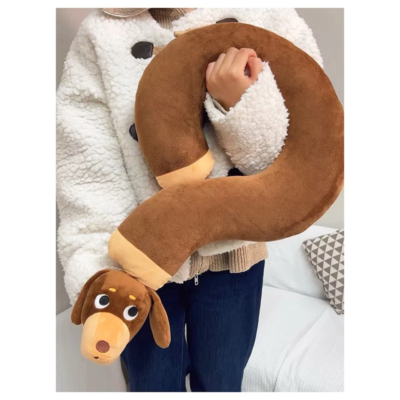 A21R-Dachshund Question Mark Pillow Long Nap Pillow Student Dormitory Airplane Travel Neck Pillow New Year Gift 5