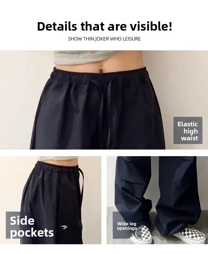 American High Street Style Women's Cargo Pants Spring Summer 2026 New Slimming Drapey Loose Sweatpants Folded Hem