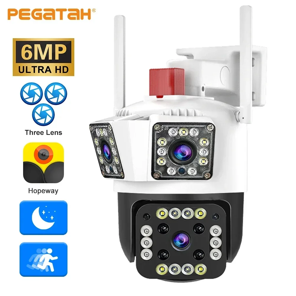 

PTZ WiFi 4K 8MP Dual Lens Screen Camera Motion Detection Outdoor IPSurveillance Triple Screen Protection Two-Way Voice