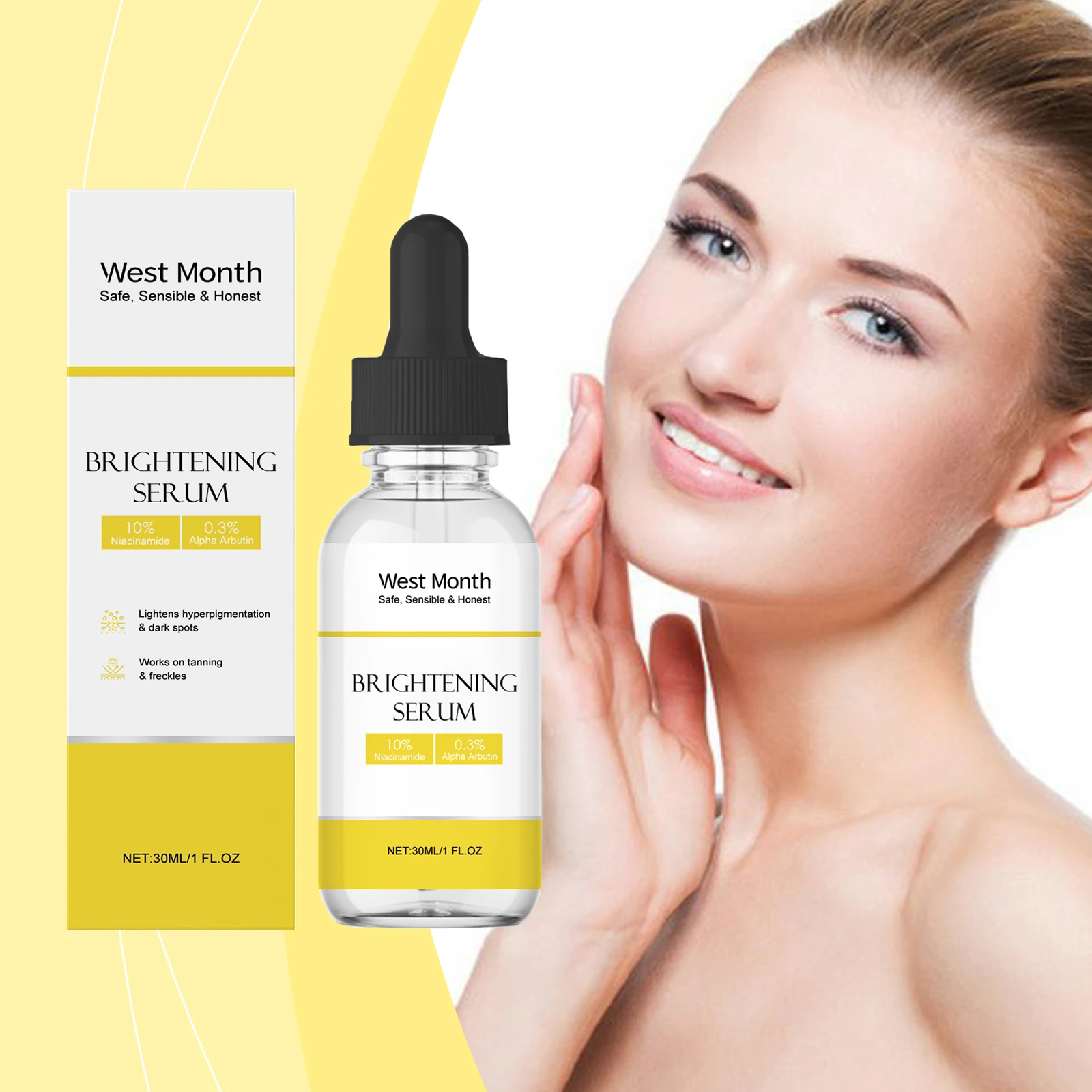 WEST MONTH Brightening Serum Tightening Hydrating Smoothing nourishing Brightening Face Skin Care Product 30ml 3
