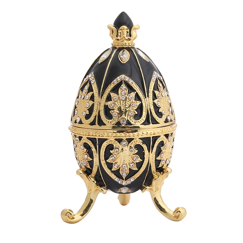 

Decorative Earring Ring Trinket Holder Box Hand Painted Faberge Egg Style Hinged Jewelry Storage Case for Home Ornament Dropship