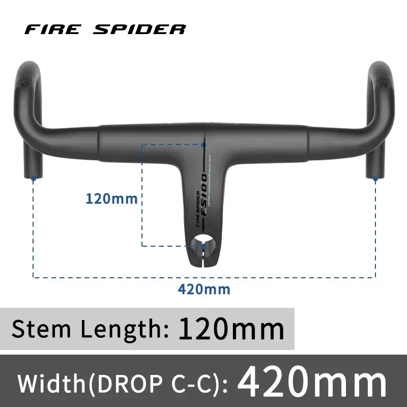 FIRE SPIDER カーボンハンドル　380mm FIRE SPIDER FS100 Carbon Bicycle Handlebar OD2 Road Bicycles