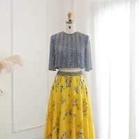 قال شارون-فساتين سهرة فاخرة للنساء ، دبي ، أزرق ، أصفر ، أنيق ، طويل ، عربي ، ثوب حفلة موسيقية رسمي ، حفل زفاف ، SS490 1