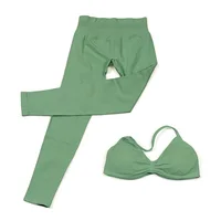 Mileegirl Seamless 2 Pcs Women Yoga Sets Halter Bras Sports Crop Tops Low Waist Scrunch Butt Gym Shorts Tight Quick Dry Leggings - Image 6