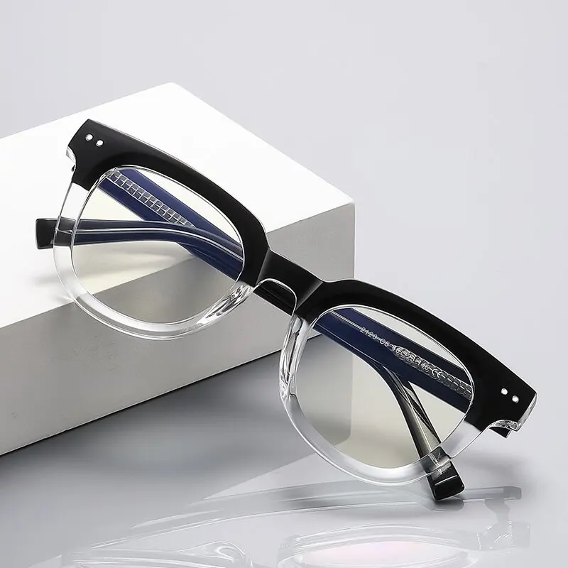 Spring Hinge Vintage Round Reading Glasses Women Men TR90 Blue Light Clear Readers Eyeglasses Magnifier Presbyopic Diopter 0~6.0 2