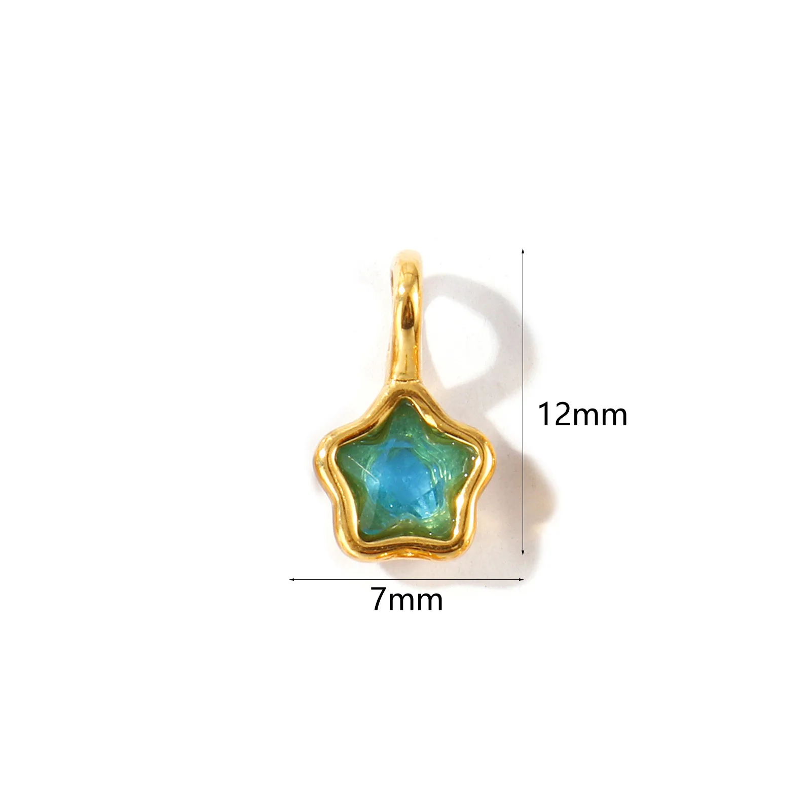 2 Stück Mini-Mehrfarben-Strass-Pentagramm-Oliven-Anhänger aus 304 Edelstahl, geometrische Anhänger, 18 Karat vergoldet, für DIY-Halskette – Detail 15