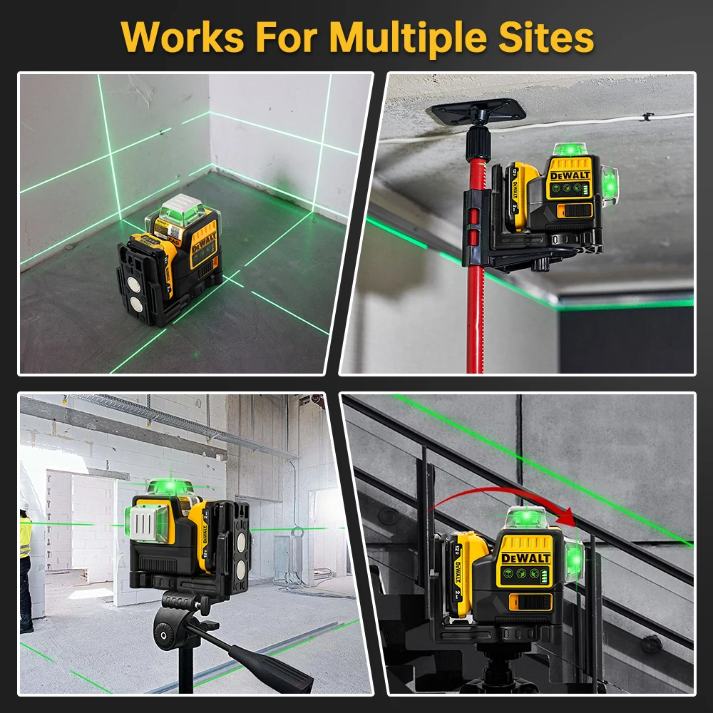 Dewalt DW089LG 3 Sides*360 Degree Vertical 12V Lithium Battery 12 Lines Laser Level Horizontal Green Light Level Meter Outdoor 4