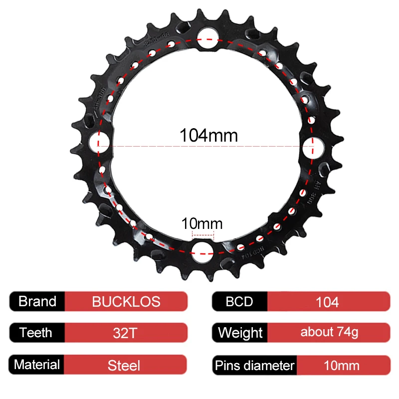 Description Picture 4 of itemBUCKLOS 104/64 BCD Bike Chainring 3*9speed 3*10speed Mountain Bike Chainring Triple MTB Chainwheel 27S 30S Bicycle Crown