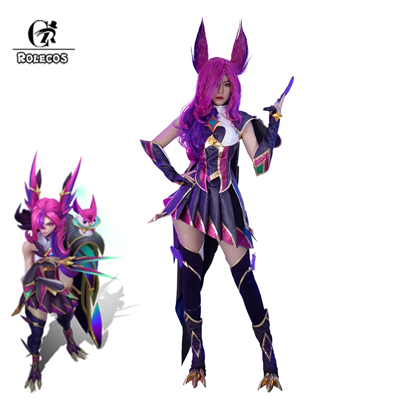 

ROLECOS LOL Star Guardian Xayah Cosplay Costume Xayah Women Cosplay Suit with Cloak Halloween Carnival Suit New Version Pre-sale