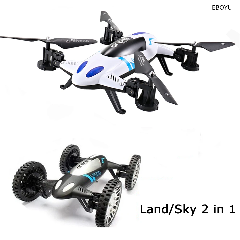 

EBOYU L6055 Радиоуправляемый Дрон Land & Sky 2 в 1 режим удержания высоты летающий автомобиль с 3D раскладками Радиоуправляемый квадрокоптер Airphibian Летающая машина RTF