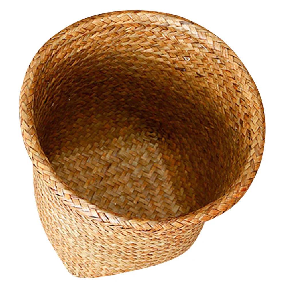 

Trash Can Flower Pot Cover Decorative Storage Baskets Straw Woven Sundries Holder Office