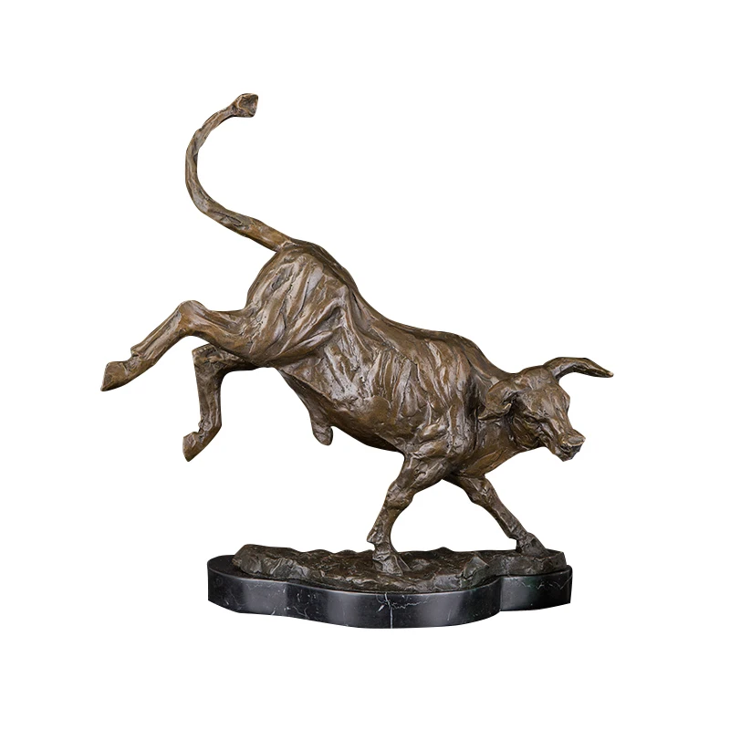 

XZ-174 Modern Bronze Animal Fighting Bull Statue Sculpture Office Table Decoration Bronze Bull Figurines Copper bull For Gift