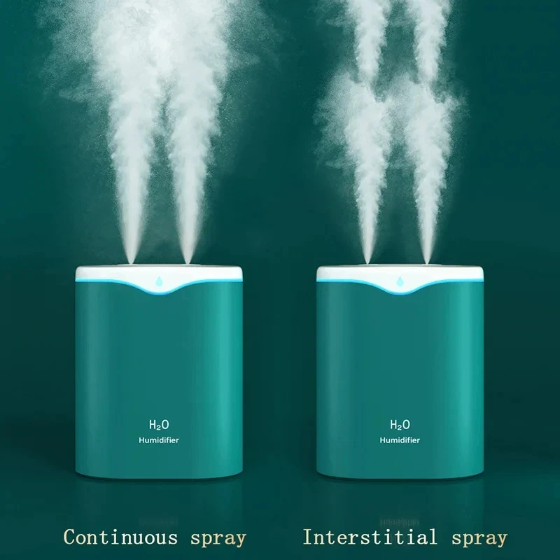 HOMEFISH 2000ML USB 쿨 미스트 가습기 더블 스프레이 포트 에센셜 오일 아로마테라피 정화기(홈 오피스용)