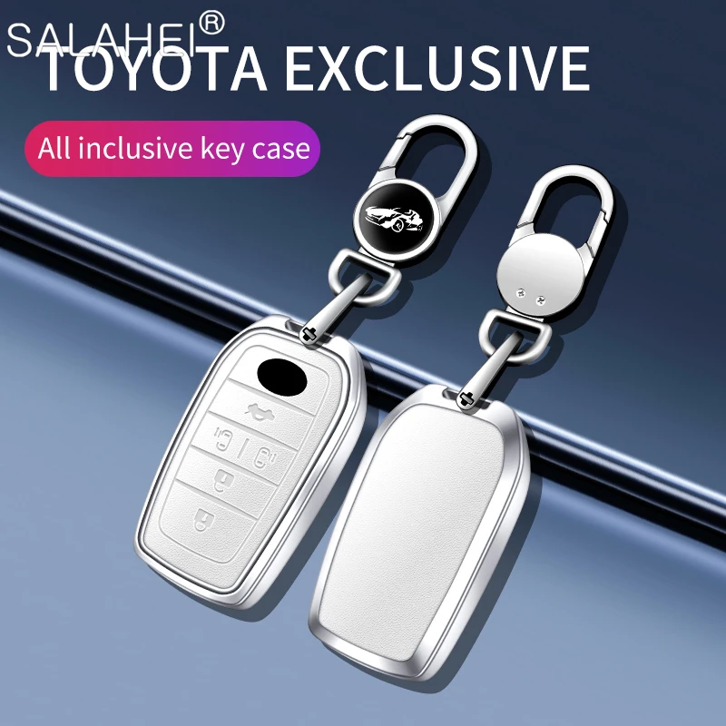 

Alloy Leather Car Key Case Fob Cover Protector Shell For Toyota Corolla RAV4 CHR C-HR Camry Crown Auris Land Cruiser 200 Prado