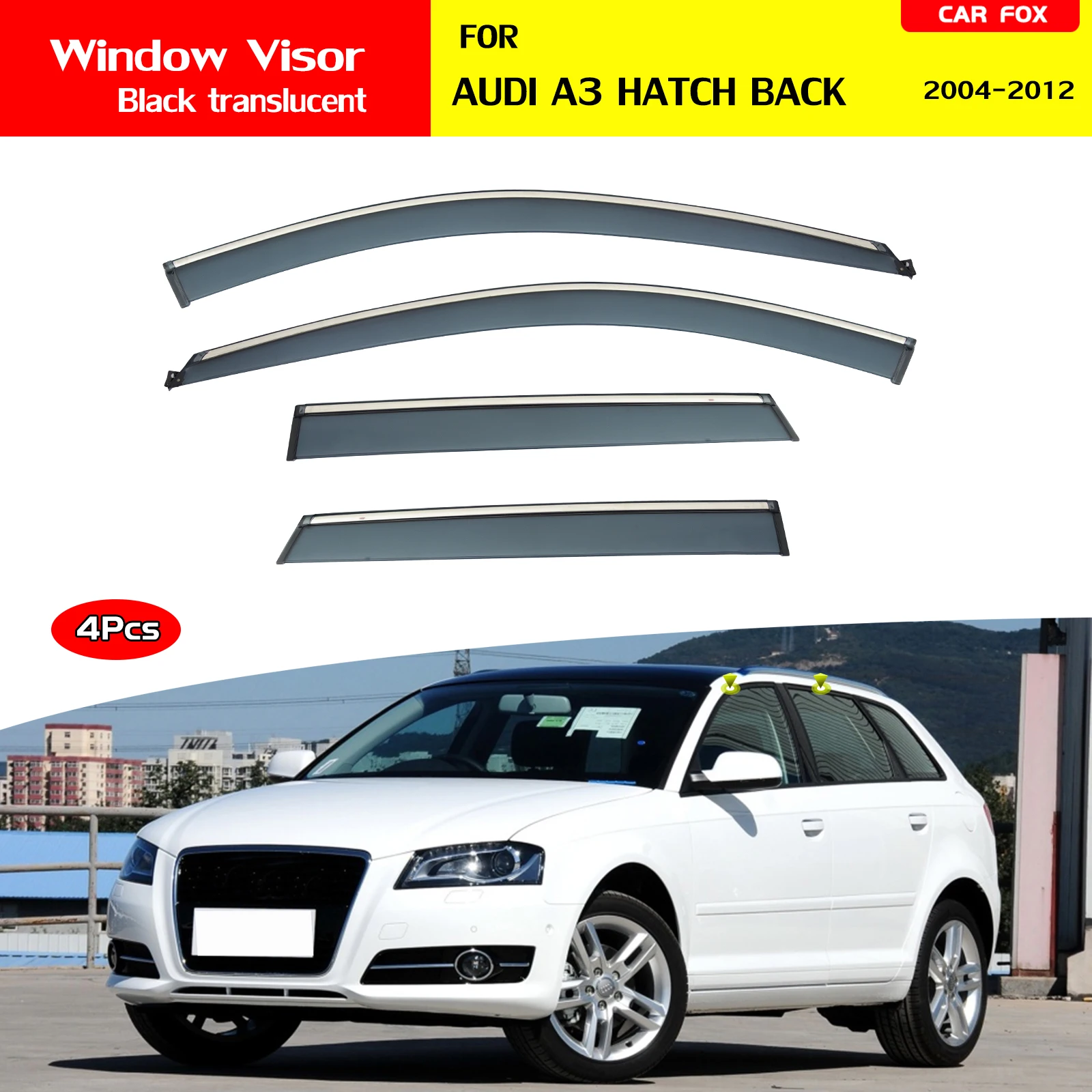 For Audi A3 8p Sportback 2004-2012 Door Visor Vent Shades Stainless Steel Strip Awnings Shelters - Awnings Shelters - AliExpress