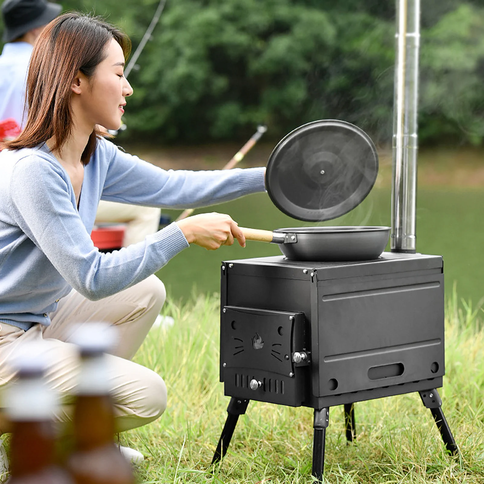 Foldable Wood Burning Stove Heavy Duty Removable Camp Tent Stove with Chimney  Pipe for Tent Shelter Heating Outdoor Cooking _ - AliExpress Mobile