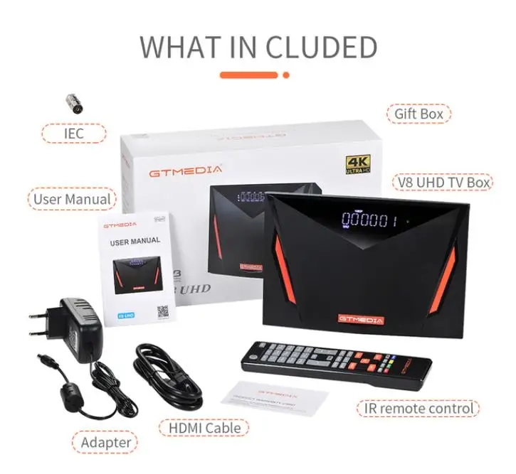 GTMEDIA V8 UHD  ڽ,  ù DVB-S2, S2X DVB-T2, DVB-C BISS + PowerVu Ű, 2.4G  ׷̵, 4K TV ڴ