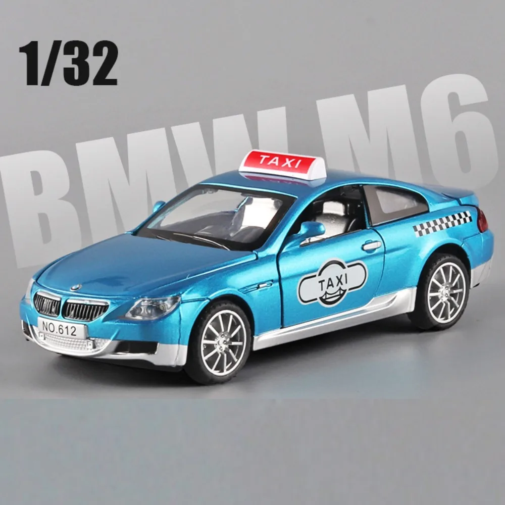 

1:32 Scale M6 Taxi Alloy Car Model Toy Diecast High Simulation Metal Vehicles Sound Light Pull Back Function Car Kids Toy Gifts