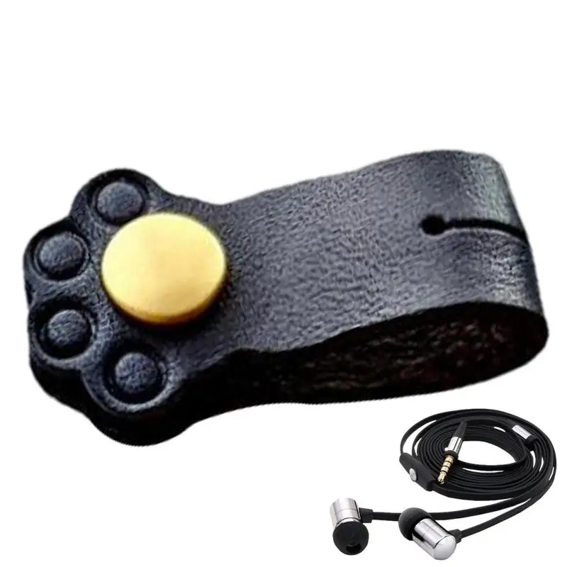 

Earphone Cable Ties Reusable Leather Organizer Cute Cartoon Animal Wrap Buckle Reusable Leather USB Holder Earphone Organizer