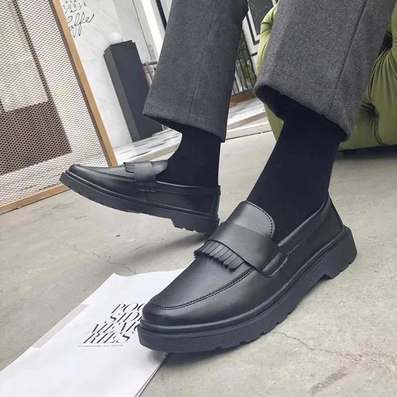 STRONGSHEN Men Handmade Tassel Shoes Leather Casual Dress Shoes Luxury Designer Business Loafers Wedding Fashion Party Shoes