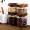 1Pcs Glass Storage Jar Food Storage Container with Airtight Wooden Lid Kitchen Canisters Home Storage Accessories 3