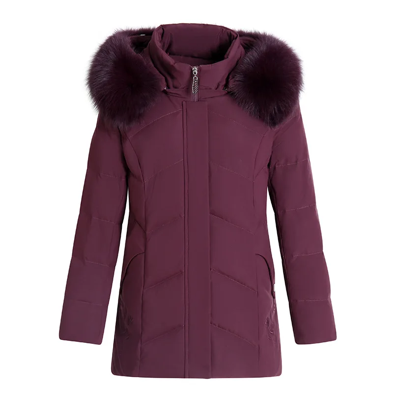 Real Fox Fur Collar White Duck Down Down Jacket for Women 2021 New Winter Clothing Middle-aged and Elderly Large Hooded Yrf Coat