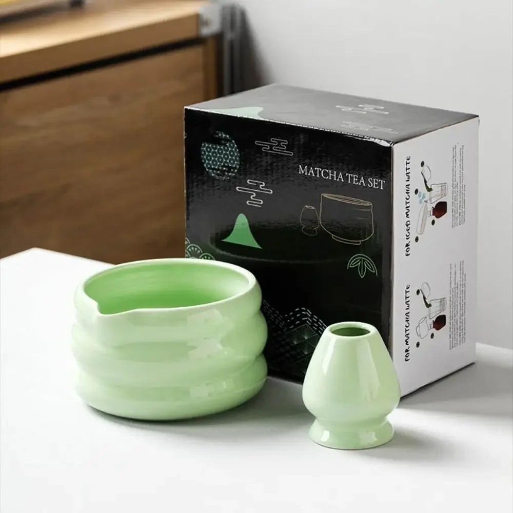 Ceramic Matcha Tea Set Smooth High Temperature Resistant Tea Wash Stool shaped Bowls Large Capacity Durable Ceremony Tool