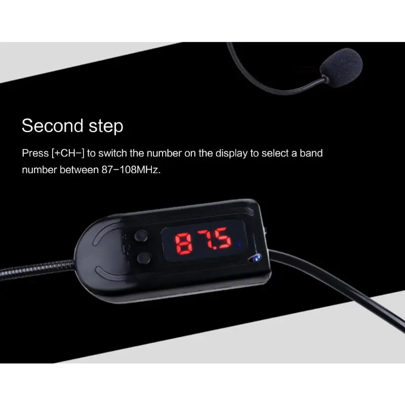 휴대용 FM 무선 마이크 헤드셋 작동이 더욱 쉽고 편리해졌습니다. -52dB±1.5dB 감도 마이크 헤드셋