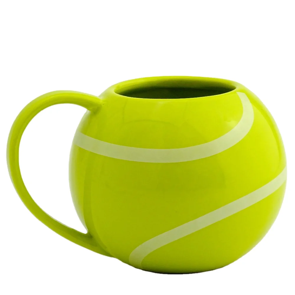 

14 Oz Funny Tennis Shape Kids Favorite Paintable Ceramic Coffee Mug