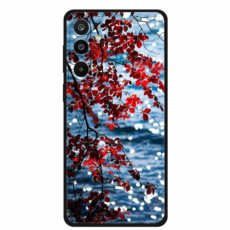 Floral Printed Silicone Phone Case - Black TPU Cover