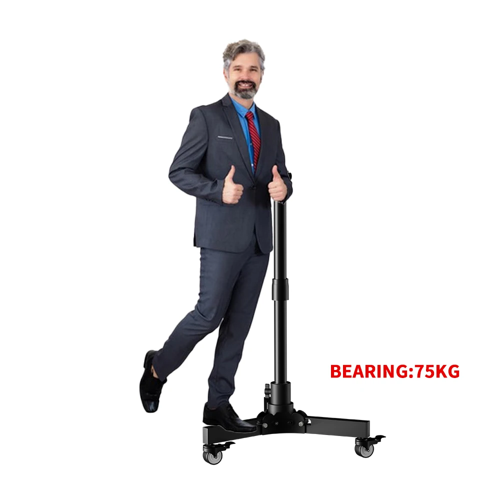 SH Floor-Mounted Metal Tripod Light Stand Pulley Movement Foldable Photography Fill Spot Light Softbox Photo Studio Wheels Base