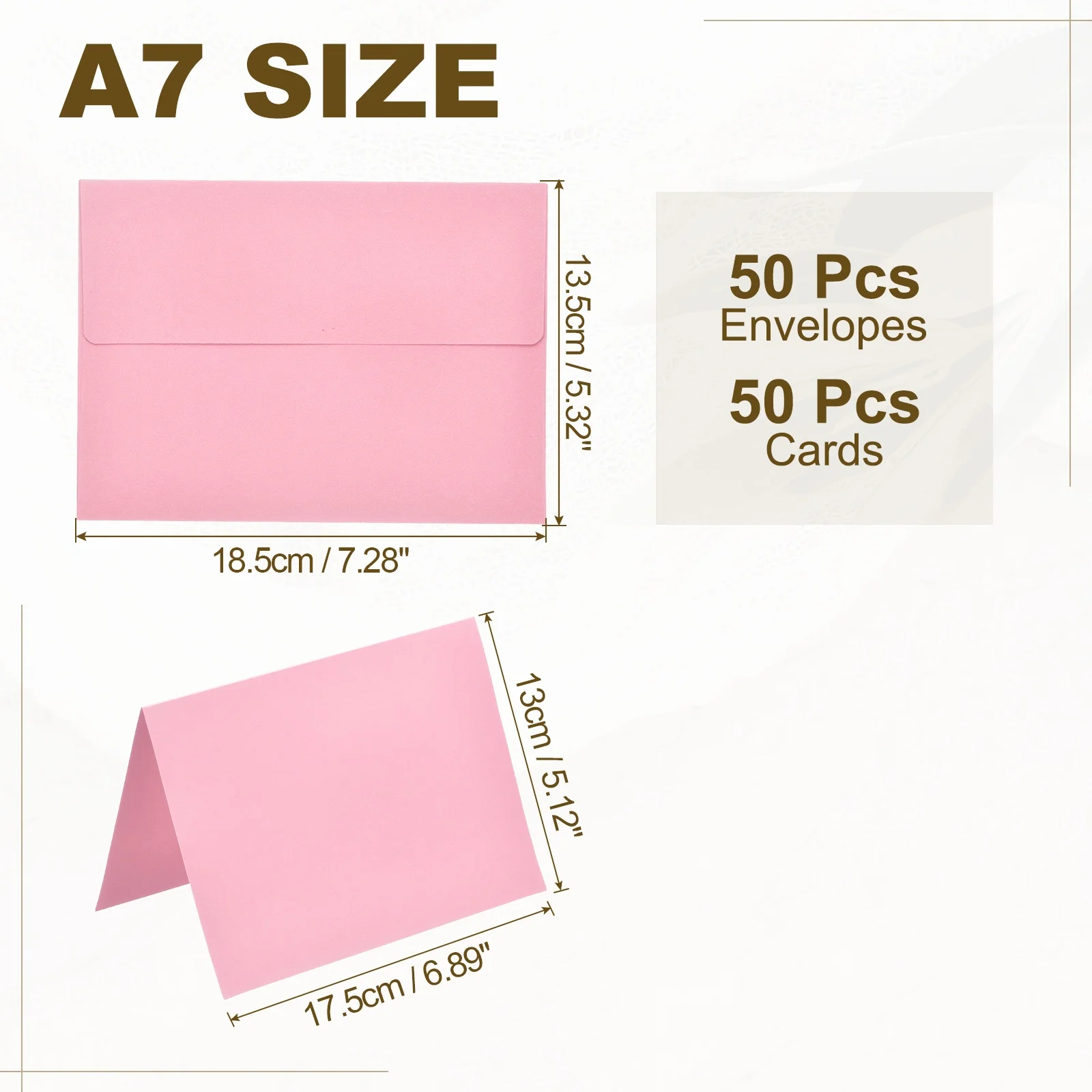 50-Set A7 Self-Seal Envelopes with Folded Cardstock for Invitations and Greeting Cards