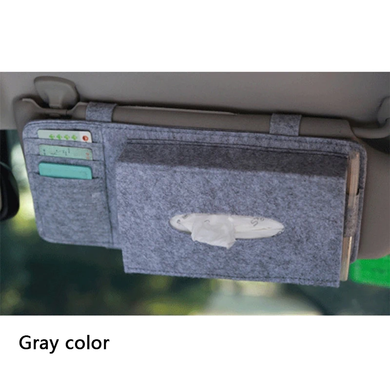 Creative Car Sunshade Tissue Box Paper Towel Bag Multi-Function Felt Car Hanging Seat Interior Storage Box Supplies car tissue holder tissue box tissue bag car interior accessories