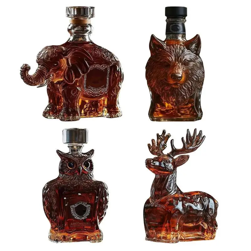 Elegant Animal Statue Whiskey Glass Decanter