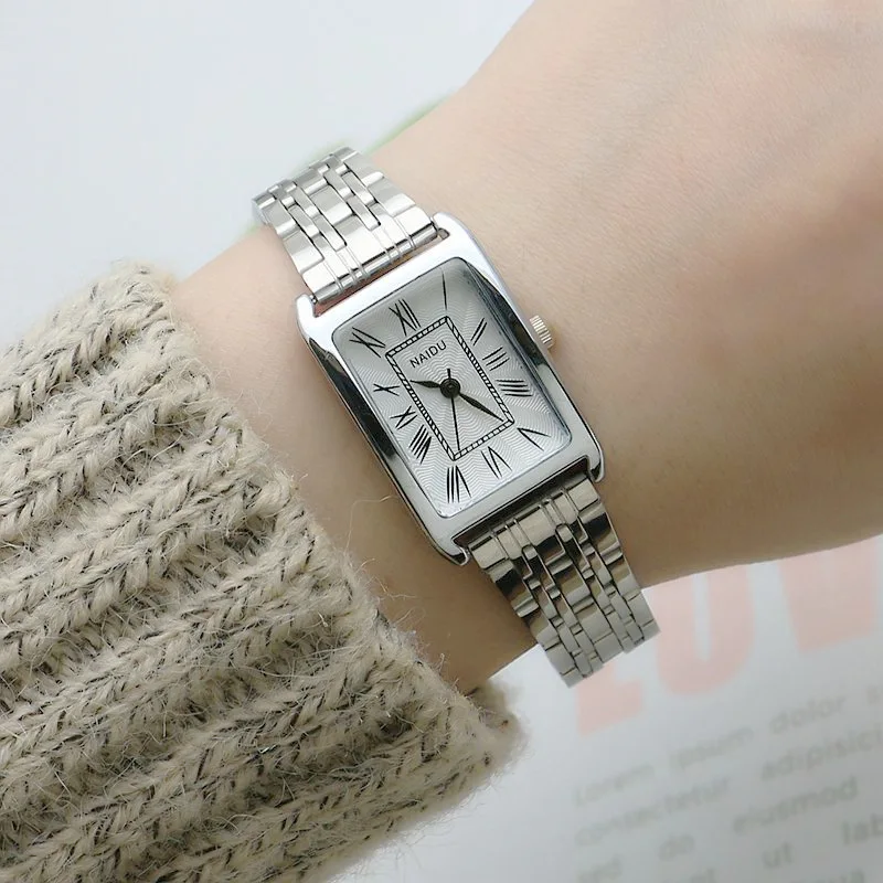 Watches for Women Rectangular Roman Scale Ladies Steel Strap Watch Fashion Trend Thin Strap Quartz Wristwatches Relogio Feminino 6